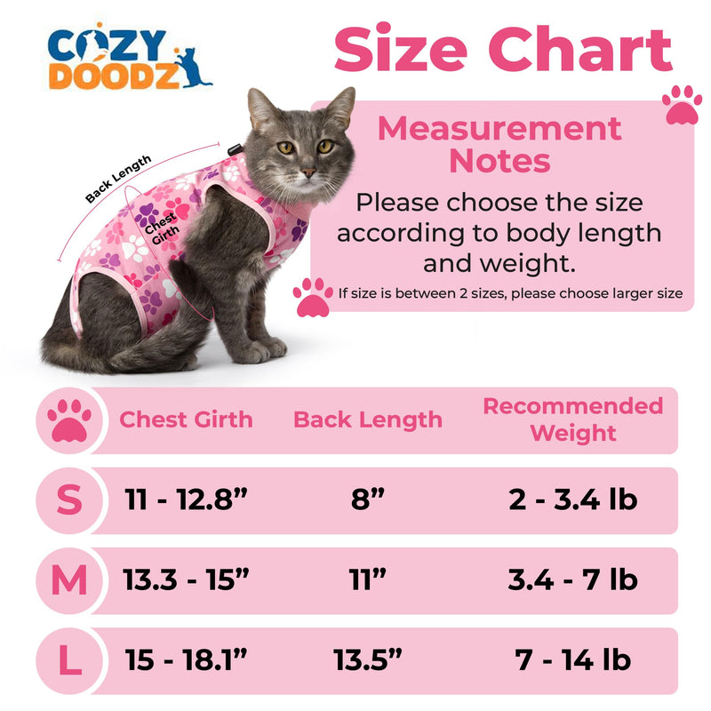 Cat Recovery Suit: Soft Pink Post-Surgery Suit for Cats with Paw Print Design - Elastic, Breathable & Washable Recovery Suit for Spay or Healing After Surgery - Great Alternative to The Cone of Shame Medium Pink Paw Print - PawsPlanet Australia