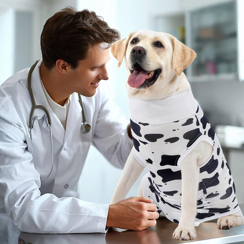 Avont Dog Recovery Suit, Surgery Shirt for Female Spay Male Neuter Skin Conditions, Surgical Onesie Bodysuit Prevent Licking Dog E Collar Cone Alternative -Cow (XL) XL Cow - PawsPlanet Australia
