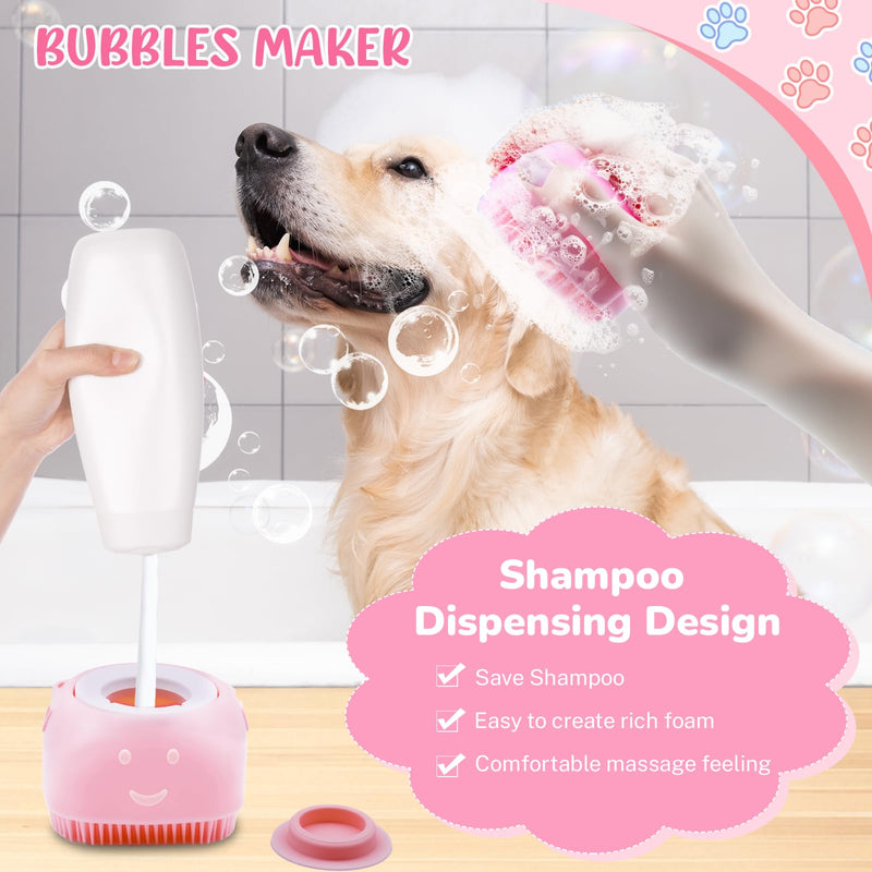Dog Grooming Kit for Shedding – 8-Piece Pet Grooming Supplies with Deshedding Brush, Bath Gloves, Towels & Silicone Toothbrush | Ideal for Dogs, Cats, Small and Large Pets (Pink) 8 PACK Pink