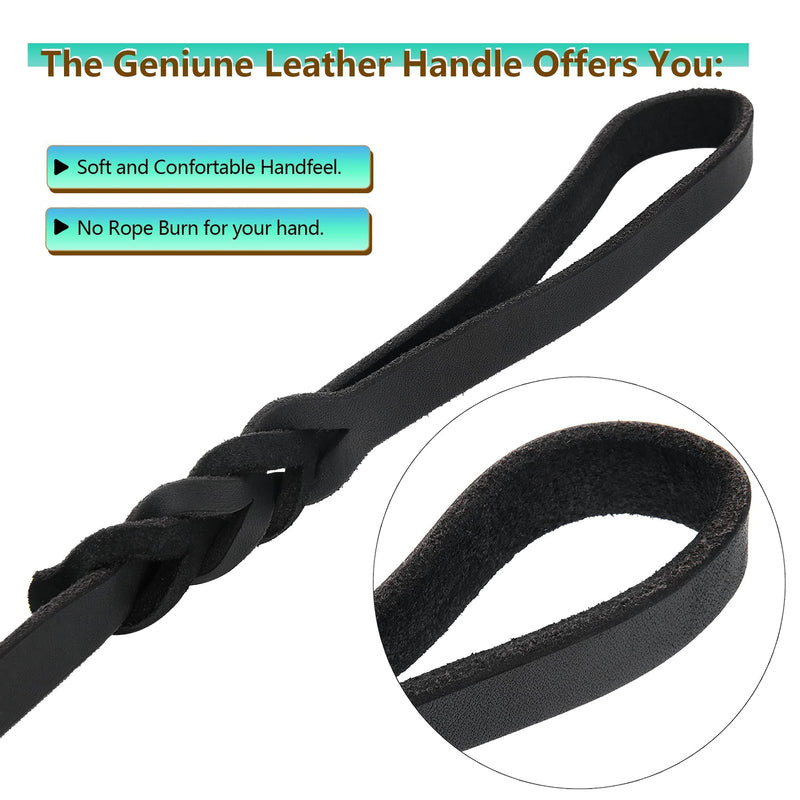 WOPOKY Genuine Leather Dog Leash - Heavy Duty Dog Training Leashes for Large Breed Dogs and Medium Dogs - 4FT / 5FT / 5.6FT Long with Color Black and Brown 4 FT - PawsPlanet Australia