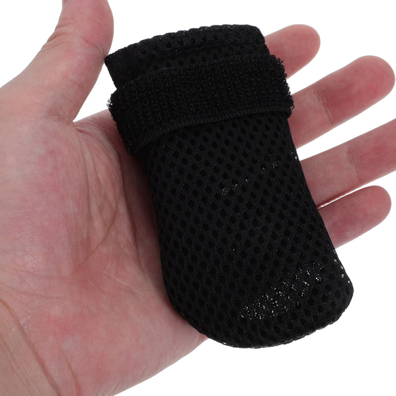4-pack of cat paw protectors made of breathable polyester. Adjustable claw protection caps for cats to protect during medication administration and claw care.