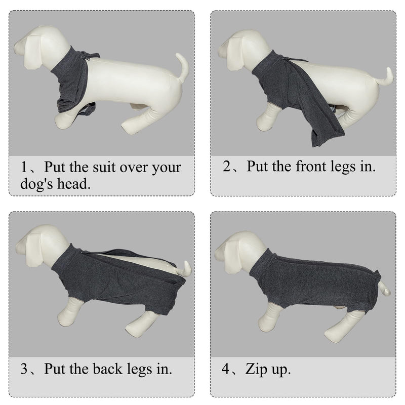 Dog Recovery Suit Post Op with Top Zip Surgical Recovery Suit Female Male Dog Vest Body Suits for Dogs After Surgery Onesie Medical Vest for Small Medium Large Dogs Cone Alternative L Grey