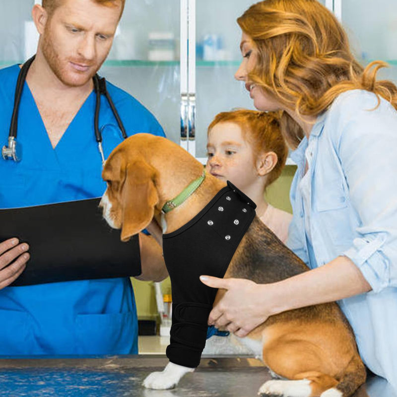 Dog Recovery Suit - Recovery Sleeve For Dog's Front Left Leg After Surgery, Breathable Stretchy Fabric, Prevents Licking And Biting, No Movement Limits - Black L Large