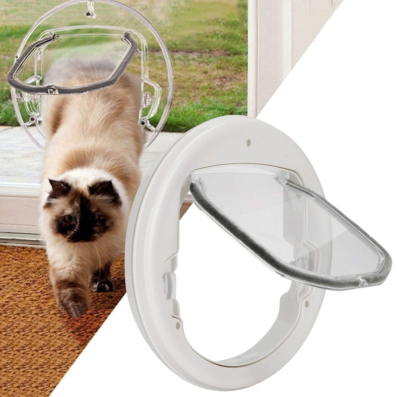 Two Way Cat Door, 29x29x3.5cm Cat Flap Magnet Door Dog Round Plastic Doorway for Puppy Doggie Kitten Screens Windows Interior Exterior Circumference