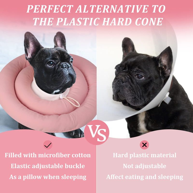 IDOMIK Dog Recovery Collar, Waterproof Soft Dog Cone After Surgery, Comfy Protective Elizabethan Collar Alternative for Dogs Cats, Adjustable Dog Neck Donut Collar Cone Anti-Licking Biting Wounds M Pink - PawsPlanet Australia