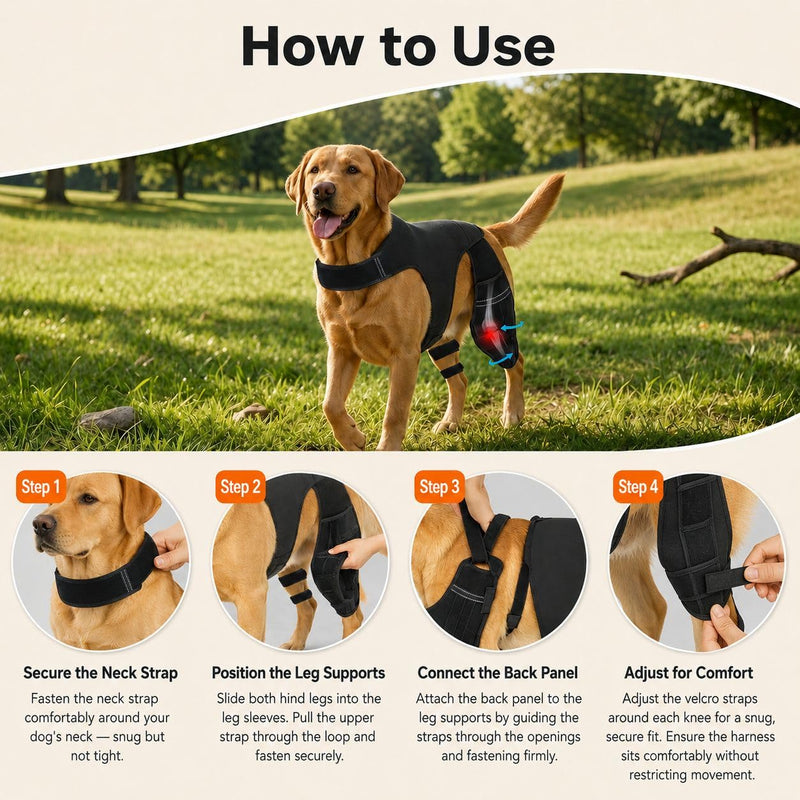 Dog Knee Brace for Back Leg Support – Adjustable Dog Leg Stabilizer with Hip Support, Comfortable Mobility & Joint Support for Small, Medium & Large Dogs (S) S