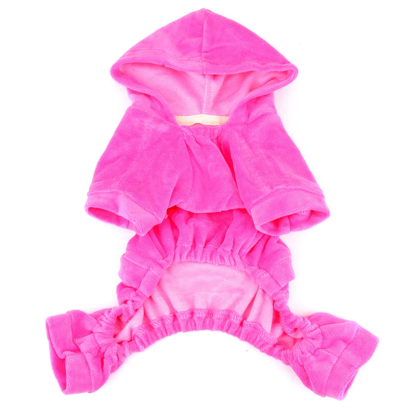 SMALLLEE_LUCKY_STORE Pet Clothes for Small Dog Cat Soft Velvet Crown Jumpsuit Coat Hooide Pajamas Tracksuit Pink L L(Chest:20.5" Back:13",fit 11-15lbs) - PawsPlanet Australia