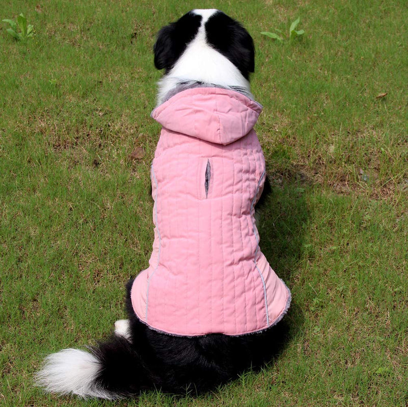 Fleece Dog Hoodie for Medium Dogs Super Warm Doggie Jacket for Cold Winter Dog Coats,Pink L Large (Pack of 1) Pink