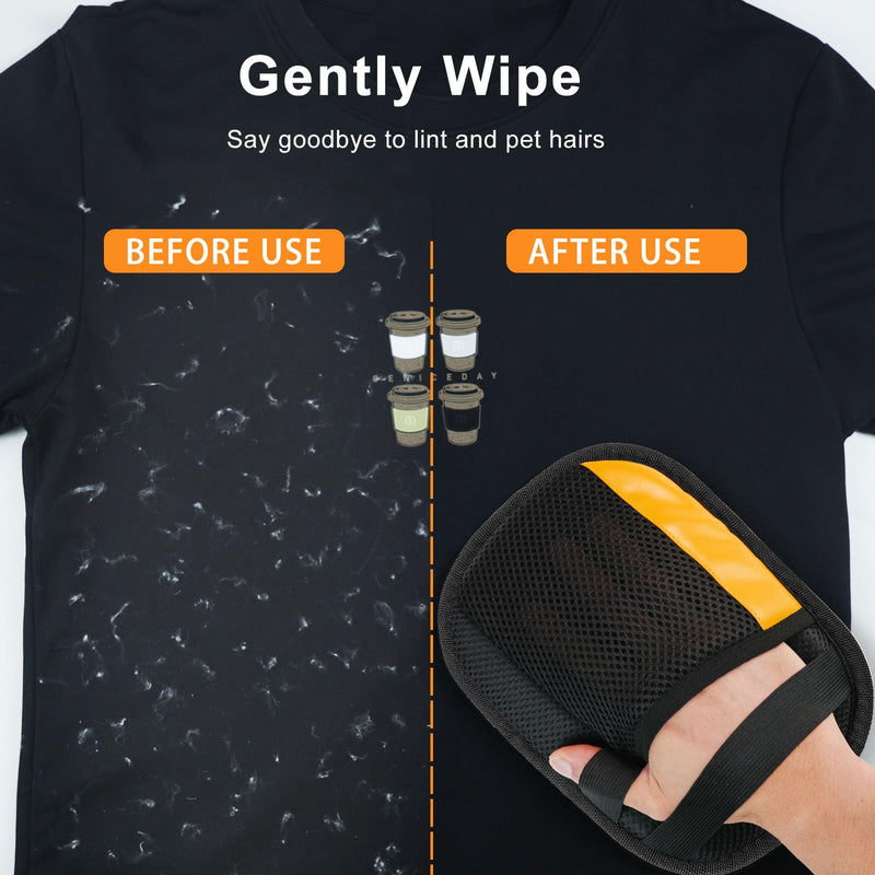 2 Pack Electrostatic Pet Hair Removal Gloves, Upgrade Magic Brush Pet Hair Remover Tool, Washable Reusable Cats and Dogs Grooming Gloves for Laundry, Couch, Car Seat, Furniture 2 Pcs-Black Yellow - PawsPlanet Australia