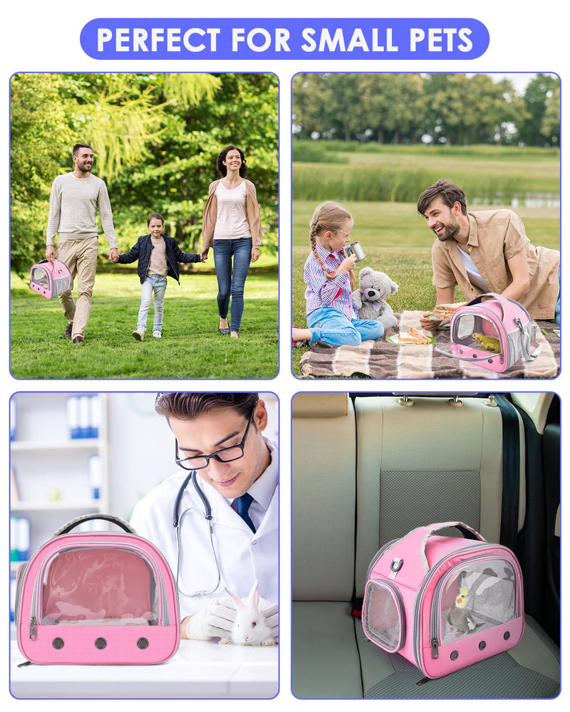 Bissap Guinea Pig Carrier Bag, Portable Small Animal Carrier Pouch for Hamster Chinchilla Bunny Hedgehog Lizard Bearded Dragon Bird Outgoing Reptile Travel Carrying Case - Pink - PawsPlanet Australia