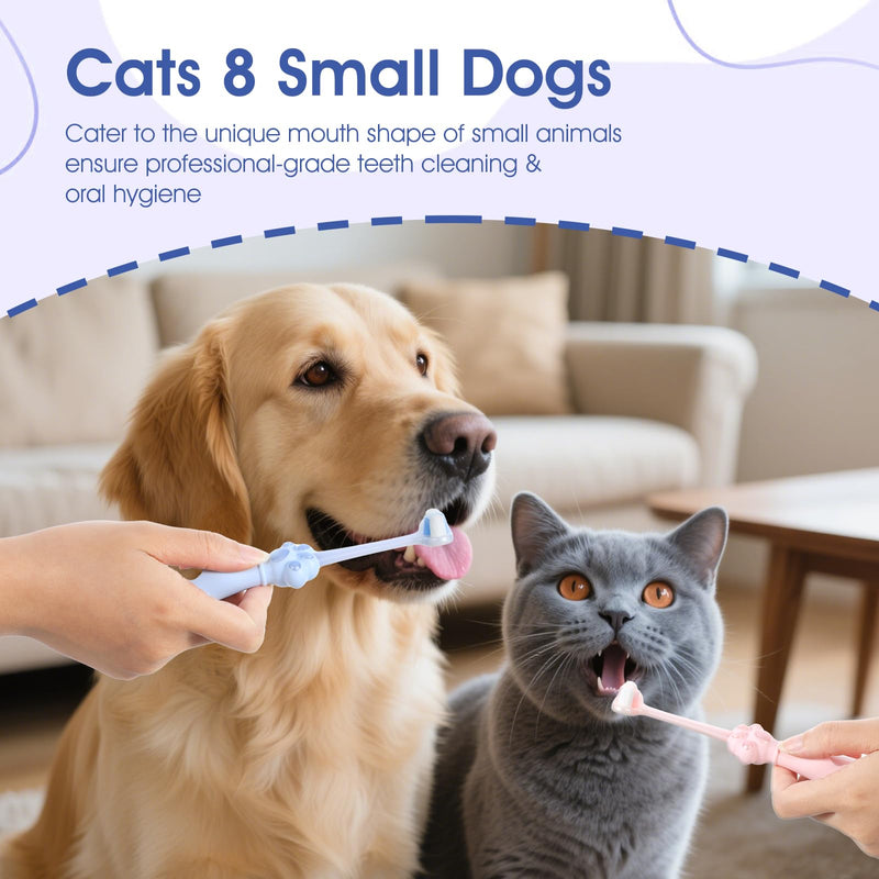 2-Pack 3 Sided Dog Toothbrush for Small & Medium Dogs | Professional Puppy Dental Care Toothbrush with Advanced Bristle Technology | Effective Plaque Remover, Easy to Use Pet Oral Health Supplies - PawsPlanet Australia