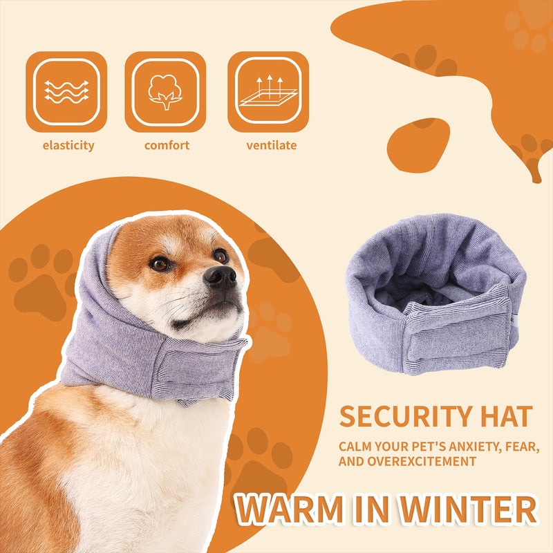 Dog Ear Muffs Noise Protection,Dog Hematoma Ear Wrap, Upgraded Velcro Dog Headband for Anxiety Relief, Warm Dog Ear Cover Winter Hat, Dog Ear Covers for Bath, Thunderstorms S-Head Circle(9.8"~14.9") Purple - PawsPlanet Australia
