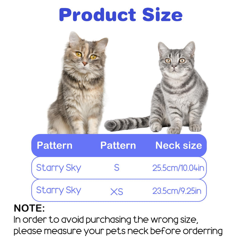 Soft Cat Cone Collar for Cats - Adjustable Recovery Cone After Surgery, Comfortable Elizabethan Collar to Stop Licking for Kittens & Puppies, Polyester, Blue with Space Print (M,10.63 in)