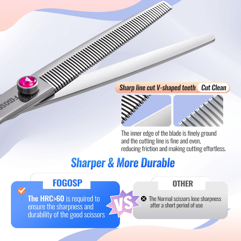 Thinning Shears for Dogs 7 in Professional Dog Thinning Shears for Grooming 56 Teeth Dog Grooming Scissors for Pet Cat Japanese 440C Stainless Steel(7.0'',Blending) 7.0 inch Purple Diamond