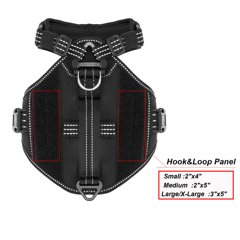 ICEFANG GN8 Quick-Moving Tactical Dog Harness with Handle ,Reflective in Training Walking K9 Vest,No-Pull Front Lead ,5-Points Adjustable,Hook and Loop Panels Small (Pack of 1) Black