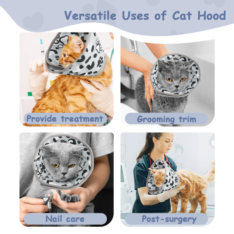Cat Collar, Soft, Cat Collar, Adjustable Cat Collar, Grey, Polyester, PU, 8-25 cm, Prevents Licking Wounds, Ideal for Long-Term Use