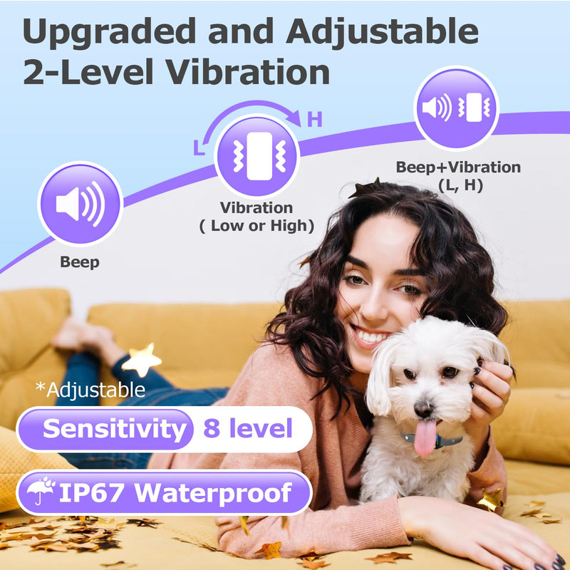 Bark Collar,Smart Dog Bark Collar for Small Medium Dogs with 8 Adjustable Sensitivity and 2 Vibrations Beep Rechargeable Anti Barking Training Collar No Shock Humane Bark Collars (Black) Black - PawsPlanet Australia