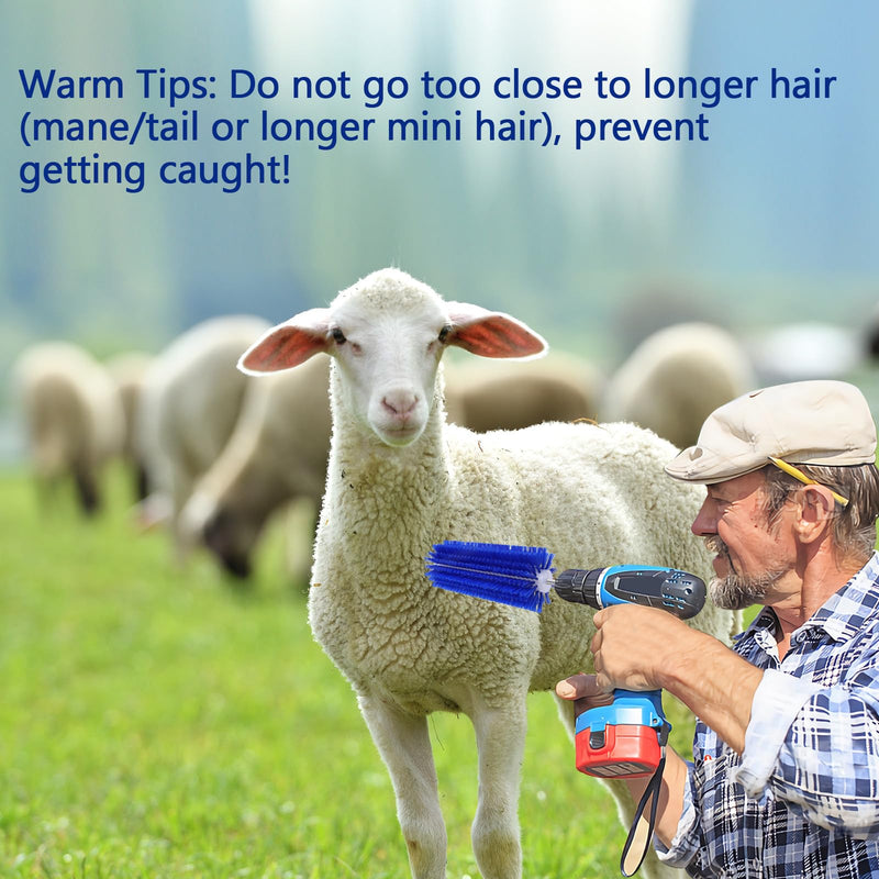 Livestock Scratching Mini Roto Drill Brush Attachment For Cow Goat Pig Dog Horse Grooming, 28cm Large Size, Remove Harmful Parasites/Dead Skin/Shedding Hair, Relieve Itching, 5/18inches Shank Blue 11in - PawsPlanet Australia