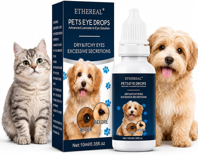 Cataract Drops for Dogs, Dog Eye Drops, Effective Dog Eye Infection Treatment Dog Eye Cleaner Cataract Eye Drops, Improve Vision Clarity, Relieve Red Eyes & Allergy Symptoms(2 x 10 mL)