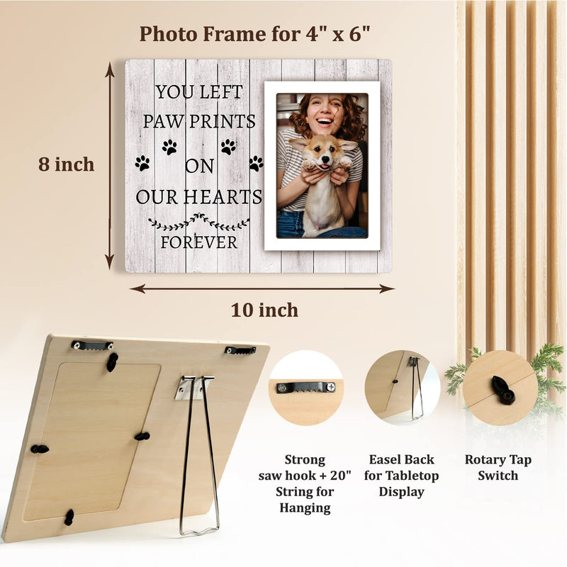 Pet Memorial Gifts for Dogs, Dog Memorial Gifts for Loss of Dog, Loss of Dog Sympathy Gift, Dog Remembrance Gift - 4x6 Dog Memorial Picture Frame with Paw Prints, Dog Loss Gifts - PawsPlanet Australia