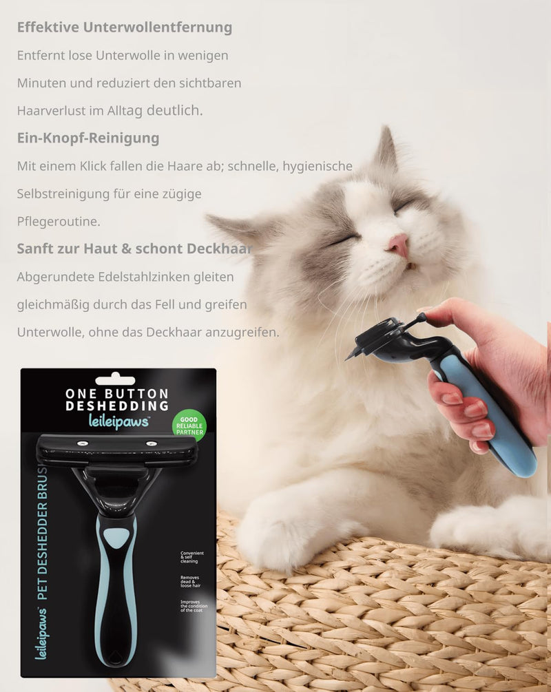 Dog & Cat Brush - Undercoat Brush & Deshedding Tool for Short & Long Hair - Self-Cleaning Grooming Brush Against Loose Hair & Undercoat - Ergonomic Non-Slip Handle