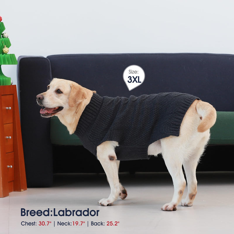 IECOii Big Dog Sweater,XXXXL Dog Sweaters for Extra Large Dogs,Cold Weather Winter Coat for Large Size Dogs,Warm Fall Dog Clothes for Large Dogs Knitwear,Doberman,Great Dane Sweater,DarkGrey-4XL XXXX-Large(Chest:35.4 in) Grey - PawsPlanet Australia