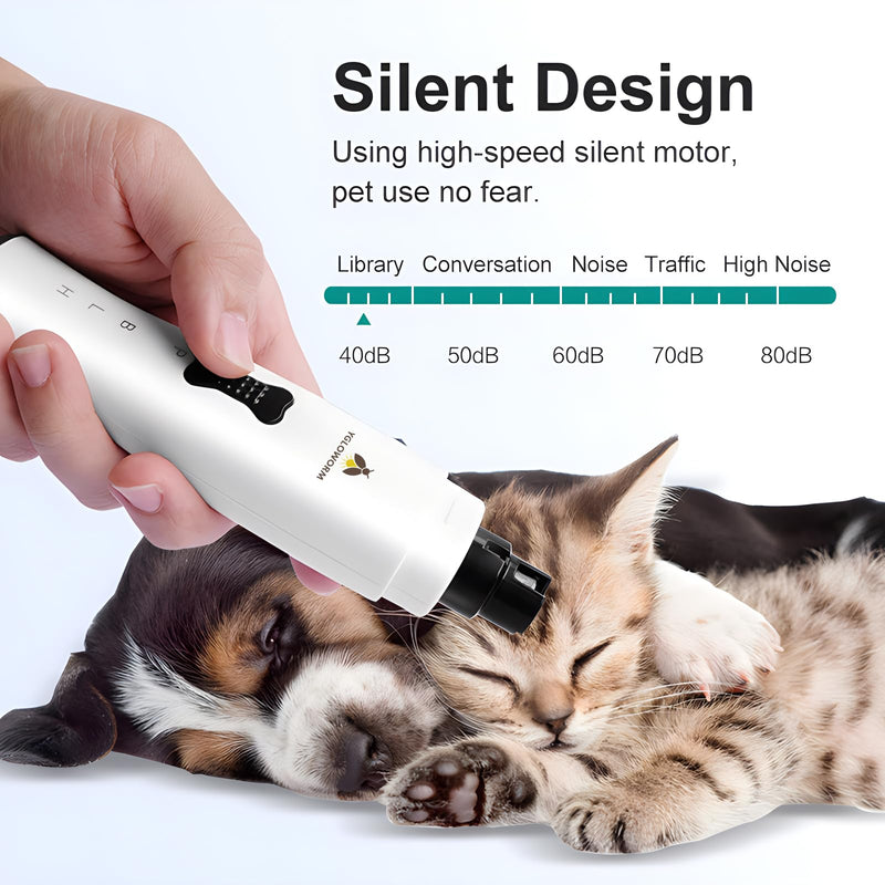 Dog Nail Grinder Quiet Nail Trimmer Electric Rechargeable pet Nail Grinder cat Nail Grinder with 5 led Shadow Free Light 2 Speed for Small Medium Large Dogs and Cats Last for 4 Hours - PawsPlanet Australia