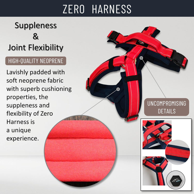 [白山:Hakusan] Zero Dog Harness Denim Type, Safe - No chocking/Hard to Disconnect, Great fit - Easy Put on and Off/Adjustable, Reflector, XS - Small & Medium Dog, Two-Tone Hot Pink × Denim Hot Pink×Denim - PawsPlanet Australia