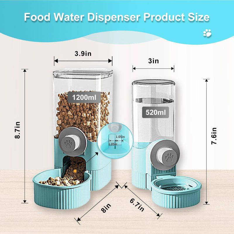 Rabbit Food Water Dispenser Hanging Automatic Pet Food Water Dispenser Automatic Large Capacity Bunny Feeder for Medium Small Animals Rabbits Puppy and Kitten Ferrets Hedgehog (Blue) blue