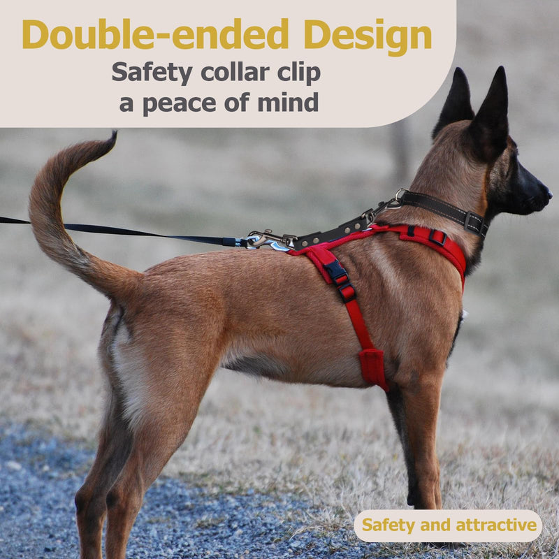 Dog Safety Collar Clip – Waterproof Backup Connector with Dual Hooks for Harness and Collar | Leash Safety Attachment for Training & Walking (Black, 9 inch) Black - PawsPlanet Australia
