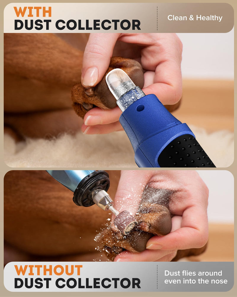 YABIFE 7-Speed Pet Nail Grinder with Light – Heavy Duty, Whisper Quiet Nail Trimmer for Dogs, Cats, Birds & Small Animals – Single-Handed Operation Dark Blue - PawsPlanet Australia