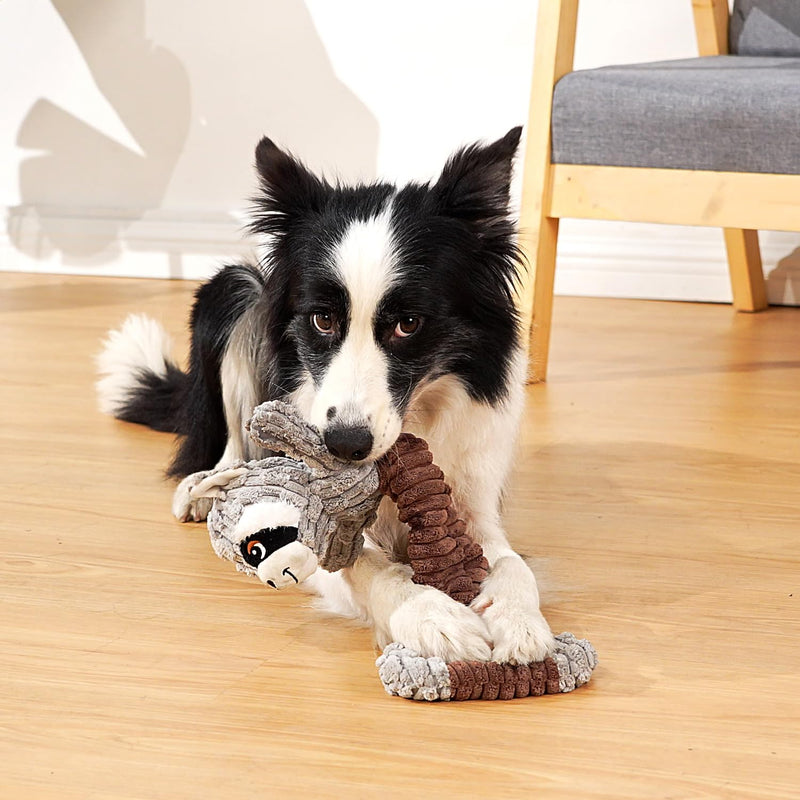 Sedioso Tug of War Dog Toy, Durable Large Breed Dog Toy, Though Stuffed Dog Squeaky Toy with Crinkle Paper for Small, Middle and Big Dogs(Raccoon) Grey Raccoon - PawsPlanet Australia
