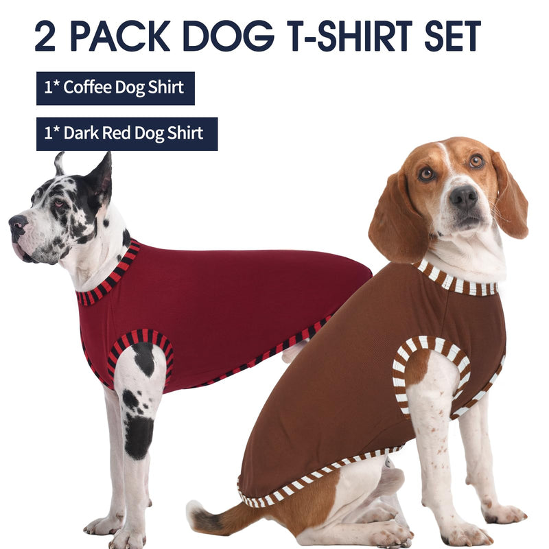 IECOii 2 Pack Great Dane Dog T Shirts | Comfortable Fabric Vest for Dogs with Sensitive Skin - Durable Fit - Spring, Summer, Fall Wear for Giant Breed, Coffee+DarkRed,5XL XXXXX-Large(Chest:35.43 in) - PawsPlanet Australia