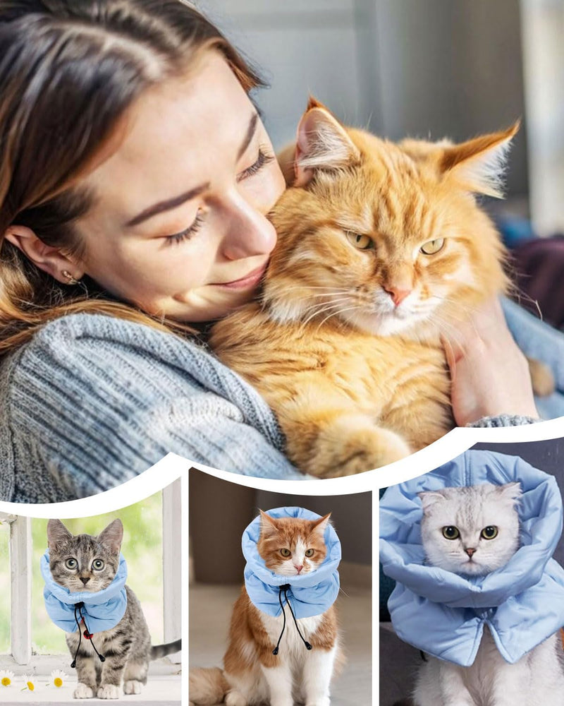 Adjustable cat collar, anti-lick cat collar, anti-lick protective collar after surgery, suitable for protecting the neck of cats and dogs after surgery, M (blue)