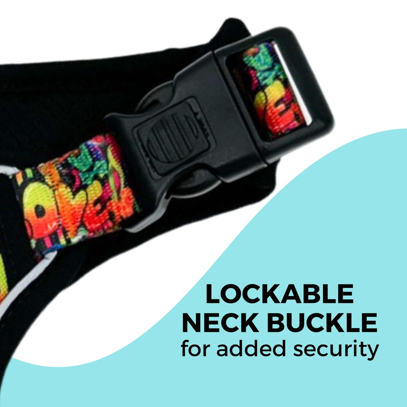 WAG TRENDZ Medium Dog Harness | Dog Harness for Medium Dogs | Front Clip No Pull | Padded Chest Comfort | Breathable Air Mesh | Reflective | Street Graffiti | M - PawsPlanet Australia