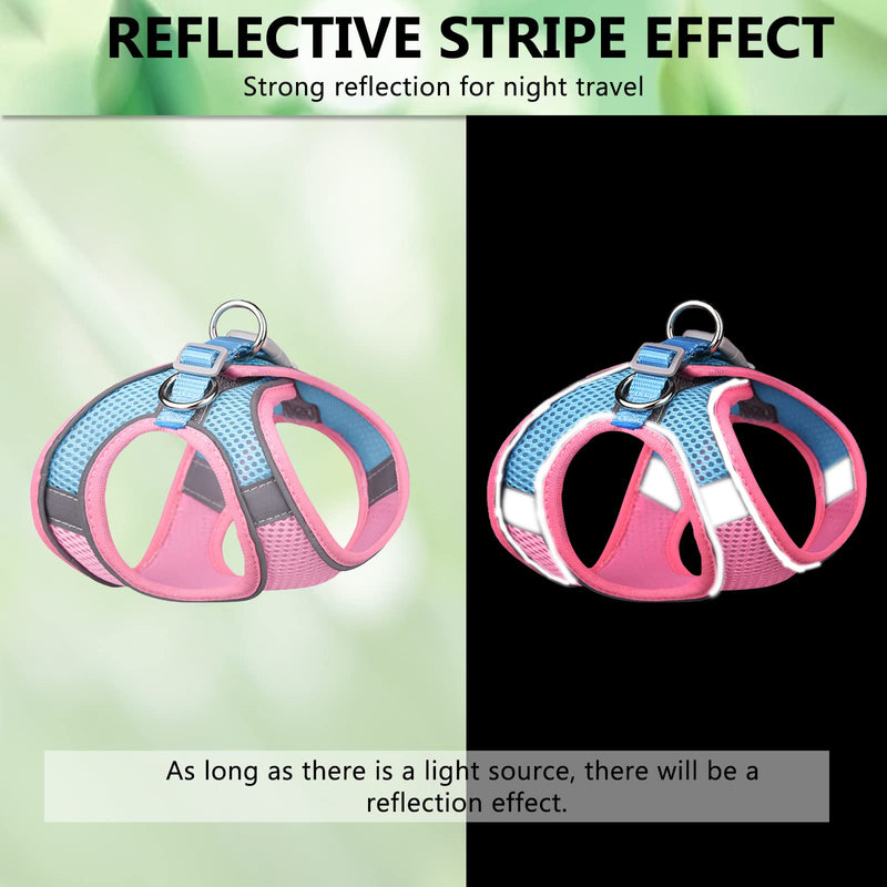 PETCUTE No Pull Dog Harness,Breathable Reflective Adjustable Dog Harness with Buckle,Lightweight,Front Clip Puppy Vest Harness with Sturdy Metal D-Ring,Easy Control for Outdoor Walking S Pink+Blue - PawsPlanet Australia