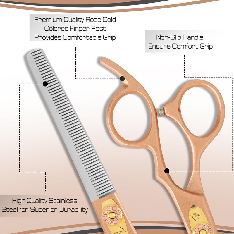Thinning Shear for Dogs-7.5” Professional Thinning Shear with 56 Teeth, Japanese Stainless Steel,Ergonomic Heavy Duty Sharp and comfortable Blender Scissor for Dog, Cats and other Animals Thinning scissors - PawsPlanet Australia