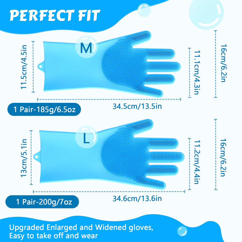 Pecute Pet Grooming Gloves - Heat Resistant Silicone Gloves with High-Density Teeth, Enhanced Five Finger Design for Bathing and Massaging Dogs and Cats, Blue Medium - PawsPlanet Australia