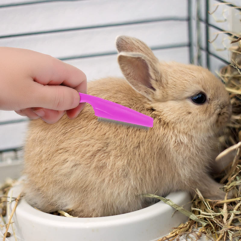 Patelai 4 Pieces Bunny Grooming Kit: Rabbit Nail Clipper, Rabbit Brush, Hair Remover, Shampoo Brush with Adjustable Ring Handle for Rabbits, Hamsters(Pink, Red) Pink, Red - PawsPlanet Australia