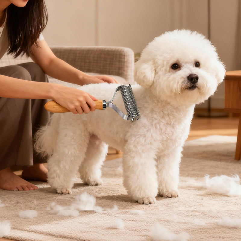 Dematting & Deshedding Comb for Dogs,Cats - Professional Grooming Brushes Undercoat Rake-Reduce Shedding and Remove Knots,Mats and Loose Undercoat