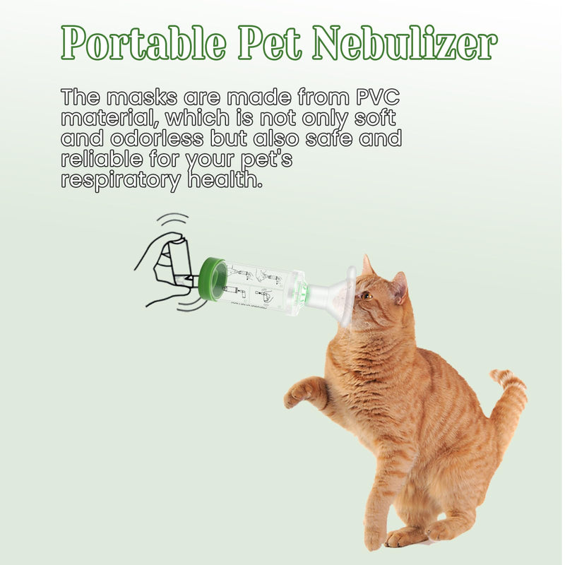 Portable Cat Inhaler Spacer with 2 Silicone Masks - Nebulizer for Feline Breathing Problems - Drug Delivery Solution for Easy Medication Administration - Cat Inhaler & Nebulizer (Green) - PawsPlanet Australia