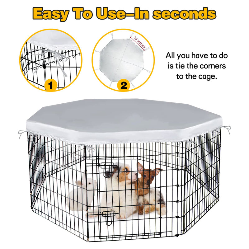 PINVNBY Dog Playpen Cover, dog Pen cover for Waterproof Sunproof, Universal Dog Pen Top Cover for Indoor and Outdoor Use, pet Pen Cover Fits 26" Wide 8 Panels Dog Playpen (Cover only) 26 inches