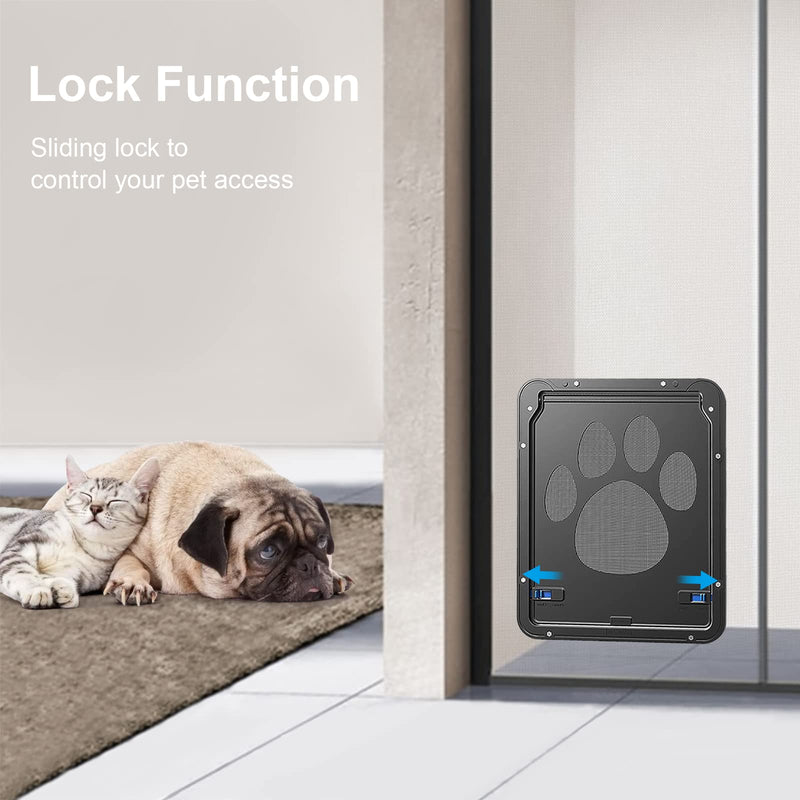 Ownpets Pet Screen Door,Inside Door 8x10x0.4 inch,Lockable Magnetic Flap Screen Automatic Lockable Black Door for Puppy Dog and Cat Door