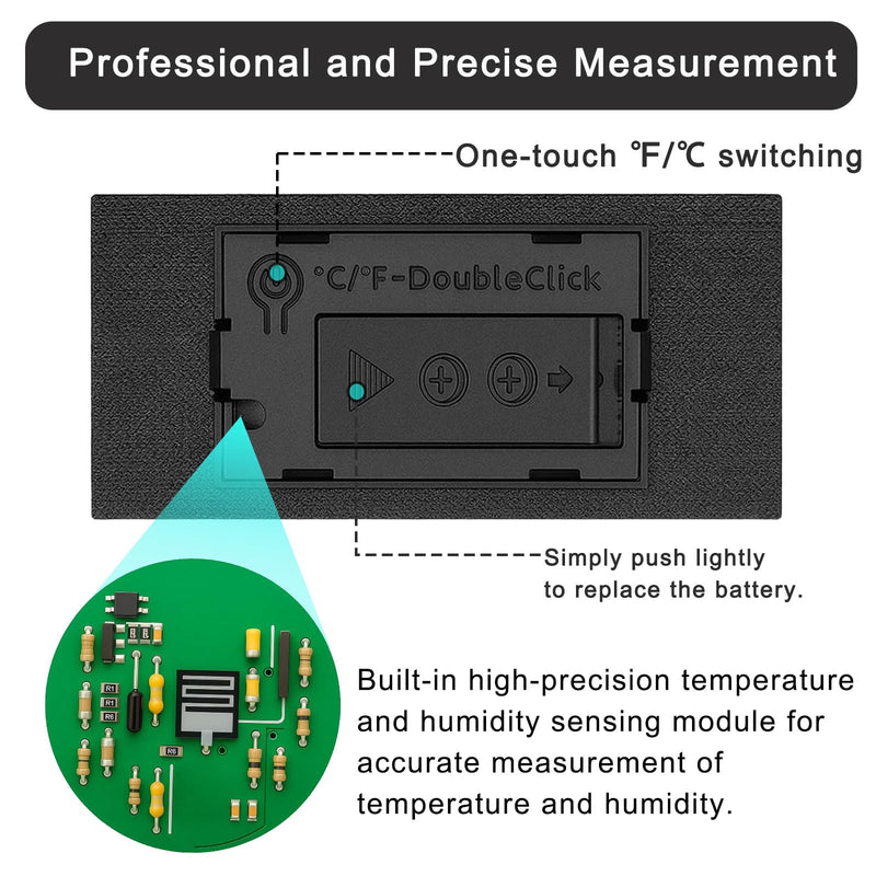 2pcs Magnetic Reptile Thermometer and Humidity Gauge,Fast Accurate Hygrometer Thermometers Terrarium Tank Accessories,for Bearded Dragon,Jumping Spider,Snake,Tortoise,Crab,Ball Python,Gecko (Black) Black - PawsPlanet Australia