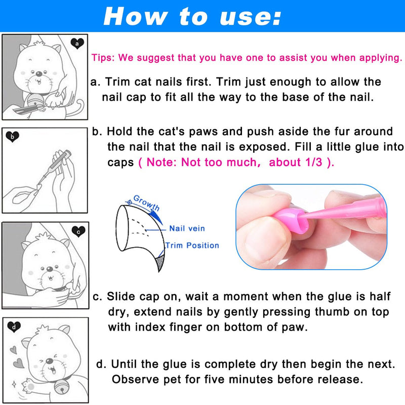 VICTHY 100pcs Boy Cat Nail Caps | Cat Nail Covers Cat Claw Covers for Boy Cat with Adhesive Glue and Applicators (L) Large - PawsPlanet Australia
