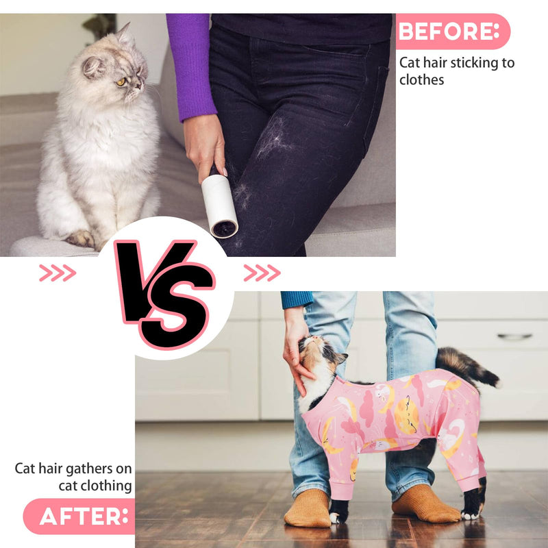 QBLEEV Cat Onesie for Cats After Surgery, Sticky Hair Cat Pajamas for Cats Only, Recovery Suit Shirt for Male Female, Full Body Long Sleeve Surgical Bodysuit, Stop Licking & Shedding Large Pink - PawsPlanet Australia