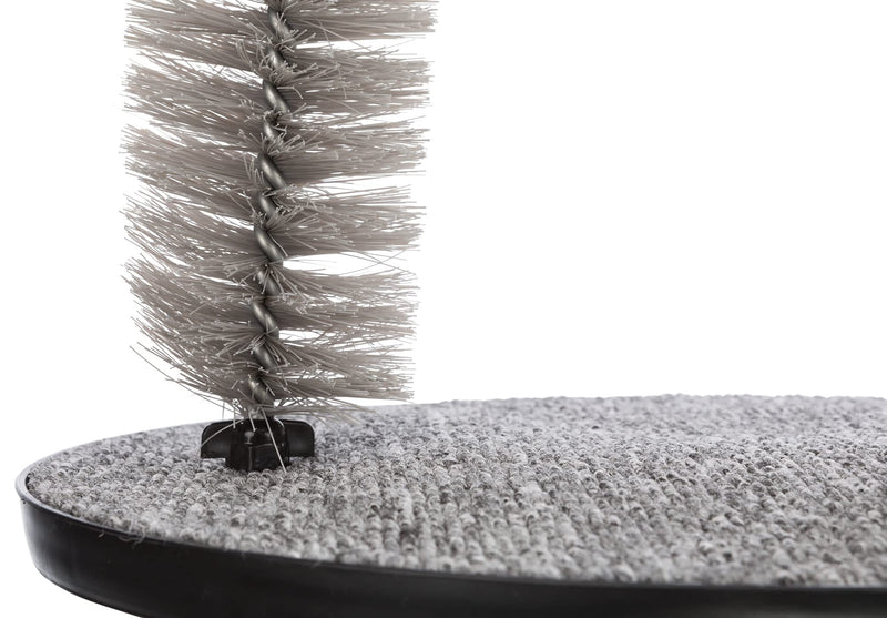 TRIXIE Cat Massager and Self Grooming Arch, Bristle Ring Brush, Carpet Base Scratcher, Cat Self Groomer, Gray, Small - PawsPlanet Australia