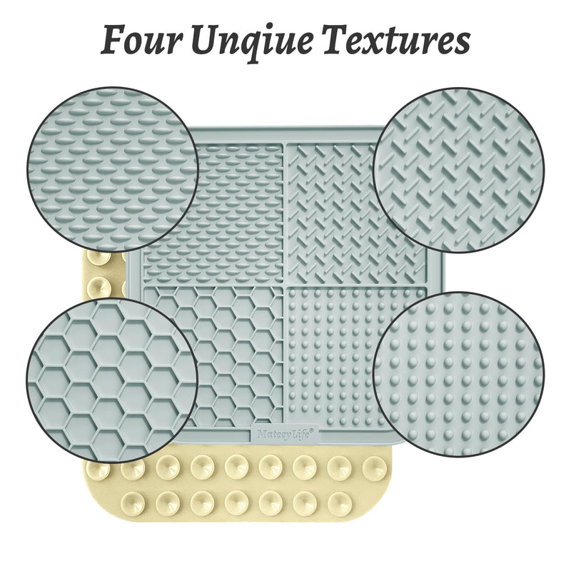 MateeyLife 2PCS Large Lick Mat for Dogs and Cats, Licking Mats for Dog Anxiety Relief, Cat Peanut Butter Lick Pad for Boredom Reducer, Dog Treat Mat Perfect for Bathing Grooming Gray&Beige 7.9'' × 7.9'' - PawsPlanet Australia