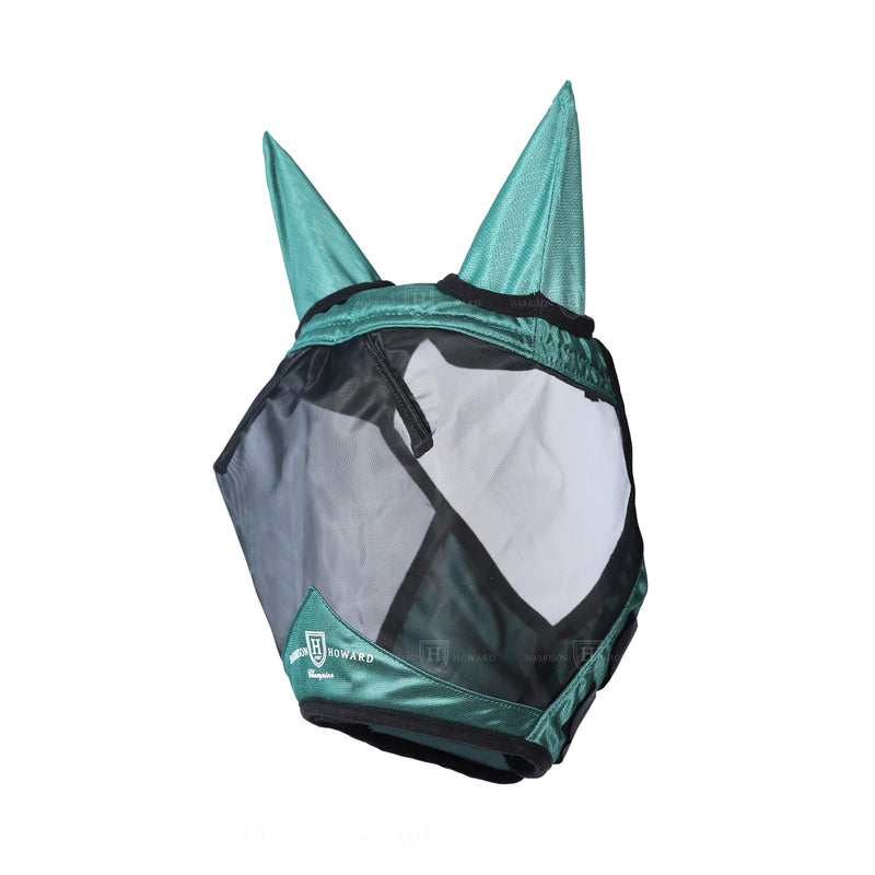 Harrison Howard Pro Luminous Horse Half Face Fly Mask Large Eye Space with Ears UV Protection for Horse Hunter Green S