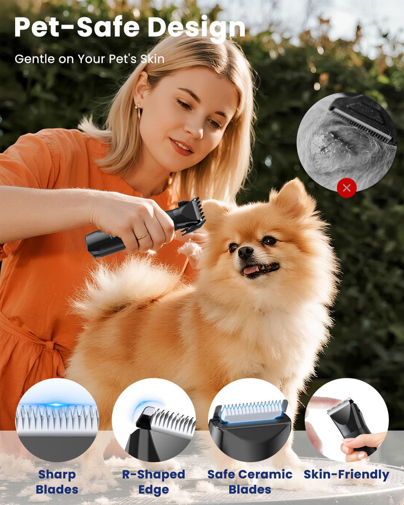 4-in-1 Dog Grooming Kit & Nail Grinder, Safe Cat Clippers Dog Paw Trimmer Shaver, Silent Rechargeable Pet Clippers for Dogs Cats Body, Face, and Paw Grooming - PawsPlanet Australia